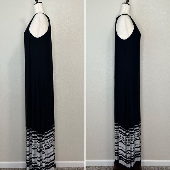 Soma Halter Black Gray Striped Maxi Dress - Picture 7 of 13